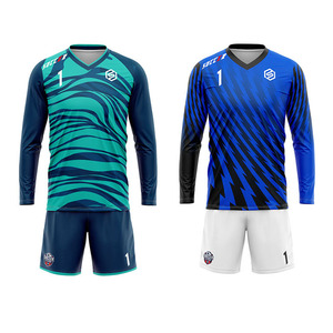 <span class=keywords><strong>Maglia</strong></span> da Calcio Unisex Personalizzata con Stampa Digitale, Traspirante e ad Asciugatura Rapida, 100% Poliestere, Bianca, Manica Lunga, Set da <span class=keywords><strong>Portiere</strong></span> - Product Image 1