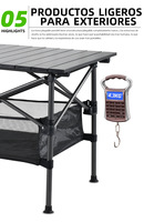 Table de camping Portable carrée, en aluminium, métal, pique-nique extérieur, patio, pliable, APT009