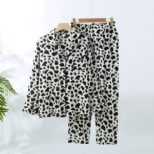 Pigiami da <span class=keywords><strong>donna</strong></span> stile rustico giapponese in <span class=keywords><strong>cotone</strong></span> a maniche lunghe abbigliamento termico con chiusura elastica in vita per la primavera e l'autunno - Product Image 2