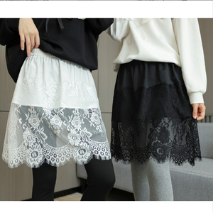 Ecowalson Lace Floral Fake Skirts for Women <strong>Shirt</strong> <strong>Extenders</strong> Adjustable Fake Top Lower Sweep Fake Hem Detachable Waist Underskirt - Product Image 3