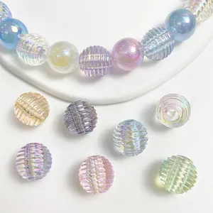 Schillernde Farbe UV Transparent bedruckte Acryl perlen Hersteller Benutzer definierte 16mm DIY Zubehör Schmuck Lose Perlen