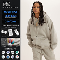 Pulls à Capuche d'Automne en Gros 345GSM Coton Polyester Polaire Surdimensionné avec Poche Personnalisable Logo Imprimé Broderie OEM ODM