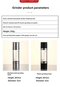 2 in 1 Stainless Steel Salt and <b>Pepper</b> <b>Grinder</b> Adjustable Manual Spice Mill Transparent Seasoning Shaker for Kitchen - Product Image 5
