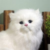 Figurine de chat en peluche réaliste, modèle de chaton en peluche, animaux en peluche, chats, fourrure synthétique, chat persan blanc