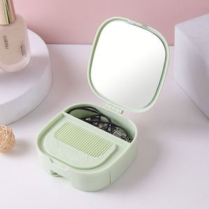 Custom Logo Printed Portable Multi-Functional Plastic Makeup Mirror with Cover Divided Drawer Comb Type Household - Product Image 4