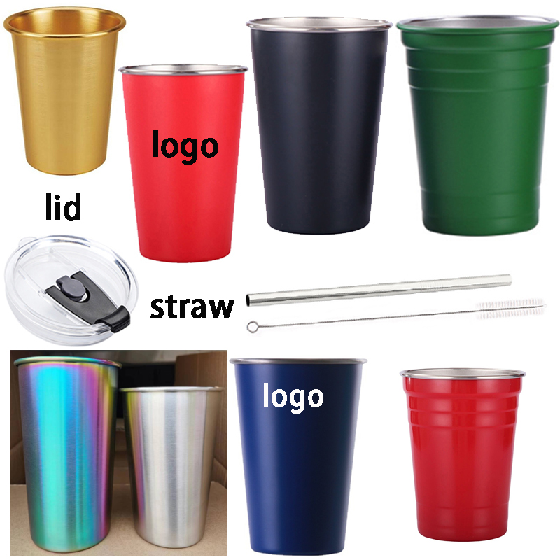 Rood Aluminium 400Ml 10 20 Oz Tuimelaar Aanpassen Roestvrijstalen Camping 500Ml Vaso Herbruikbare Bierbeker Kopjes 16Oz Pint Glas 17Oz Mok