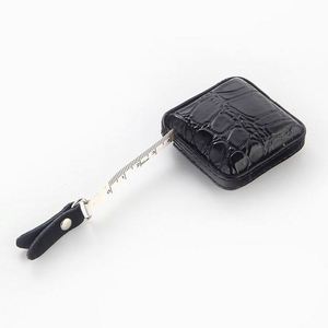 Custom Embossed Logo Pu Mini <b>Retractable</b> Disc Round Covered Leather <b>Tape</b> <b>Measure</b> - Product Image 3
