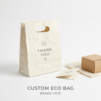 Sac de courses écologique personnalisé en papier grainé, petit format, vente en gros, durable, avec logo de marque