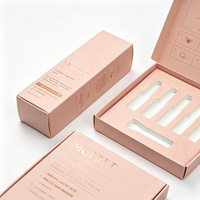 Boîte cadeau rigide rose nude écologique personnalisée, carton pliable avec gaufrage et estampage or pour emballage de crème pour le visage, crème pour les yeux, soins de la peau