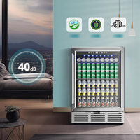 Réfrigérateur commercial en acier inoxydable pour vin et boissons, avec compresseur et porte vitrée, idéal pour cuisine extérieure