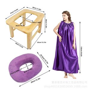 Tabouret de toilette en bois massif, siège ouvert sur le devant, pour personnes âgées, femmes enceintes, usage domestique portable - Product Image 3