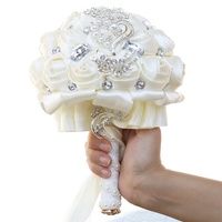 Nouveau bouquet de fleurs en soie florales pour Noël, Pâques et la remise des diplômes 2024 avec ruban en satin et cristaux