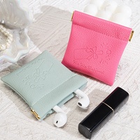 Pochette en cuir PU colorée pour cosmétiques, pièces de monnaie, boucles d'oreilles, bagues, bijoux, logo personnalisé imprimé, étui pour écouteurs, pochette en cuir imperméable