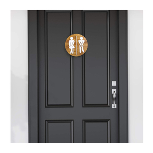 Panneau de salle de bain en bois, <span class=keywords><strong>WC</strong></span> unisexe, toilettes rustiques pour hommes et femmes, panneaux muraux pour salle de bain, décor vintage mignon pour porte de toilettes - Product Image 3