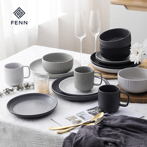 Western ชุดถ้วยชามเซรามิคทรงกลม16ชิ้น,ชุดรับประทานอาหารทำจากดินเผาสำหรับโรงแรมร้านอาหารบ้าน - Product Image 5