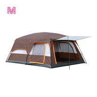 Tente de glamping grande capacité 8-12 personnes, 2 chambres, 1 salon, imperméable, pour famille, portable et pliable