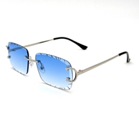 Lunettes de soleil classiques sans monture 2025, dorées, protection UV400, confortables, forme carrée, inspirées du découpage diamant, lunettes de luxe personnalisées