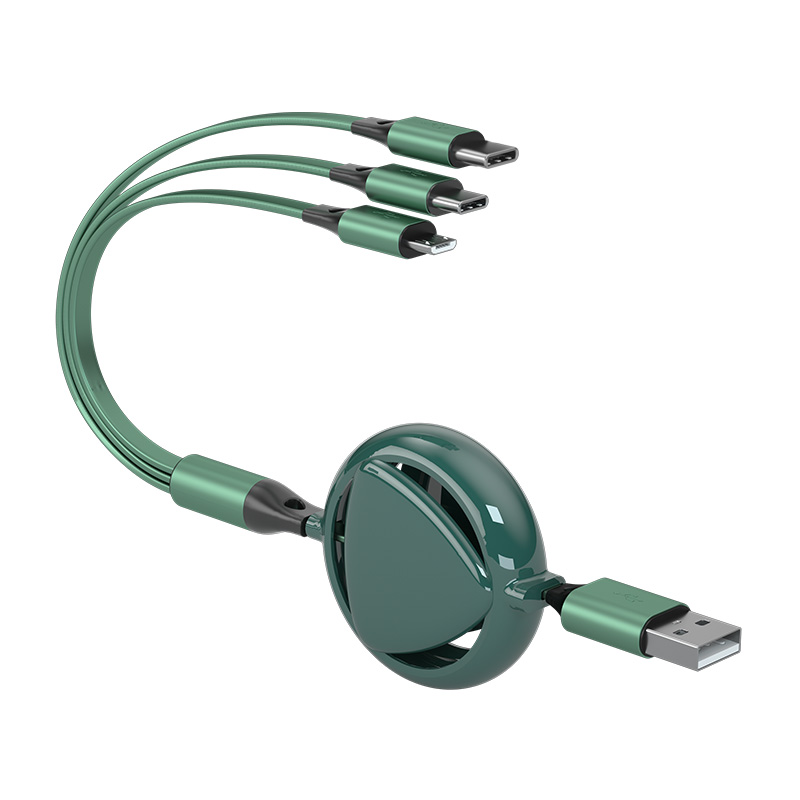 Multi-function cardioid telescopic data cable with one for three charging cables
