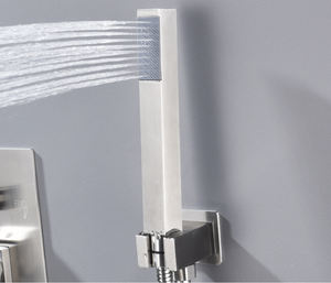 Offre Spéciale – Ensemble de Douche Mural Moderne en Acier Inoxydable Brossé avec Robinet Dissimulé, Cartouche Céramique, Poignée Unique, Carré, pour <span class=keywords><strong>Appartement</strong></span>, Douceur Assurée - Product Image 3