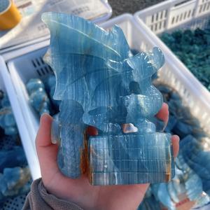 งานแกะสลักคริสตัลควอตซ์ธรรมชาติคุณภาพสูง <span class=keywords><strong>รูป</strong></span>สิงโต เสือดาว จิ้งจอก สีน้ำเงิน สำหรับตกแต่ง ขายส่ง - Product Image 4