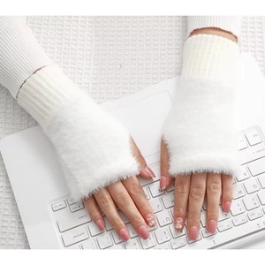 Guantes largos sin dedos de color sólido TOPSM1724, compatibles con pantallas táctiles, guantes cálidos de punto. - Product Image 5