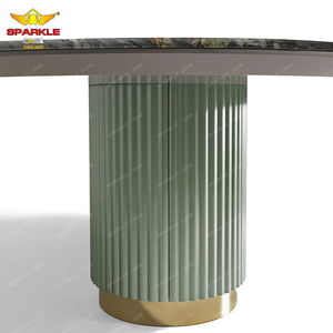 SPARKLE โต๊ะรับประทานอาหารหินอ่อนสีเขียวหรูหราทันสมัยระดับไฮเอนด์สไตล์อิตาลีเหมาะสําหรับการรับประทานอาหารขนาดใหญ่ - Product Image 4