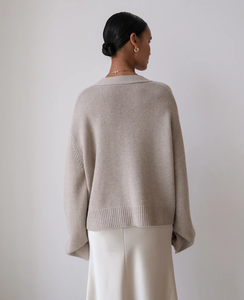 Maglione da <span class=keywords><strong>donna</strong></span> <span class=keywords><strong>Oversize</strong></span> in tinta unita classico <span class=keywords><strong>Cardigan</strong></span> in Cashmere aperto con bottone da tasca - Product Image 4