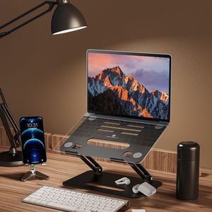 X323 Boneruy Factory Outlet Black Ergonomic Aluminum Laptop Stand <b>Foldable</b> for Office <b>Desk</b> Laptop Stand - Product Image 2