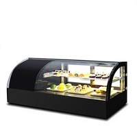 Lemari Pendingin Display Kue Kaca Lengkung 2 Tingkat dengan Lampu LED untuk Kafe dan Toko Roti