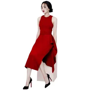 early in autumn Ruffle Womens One Piece Belted Dress Female Party Ladies Fashion Wear Midi Dress
