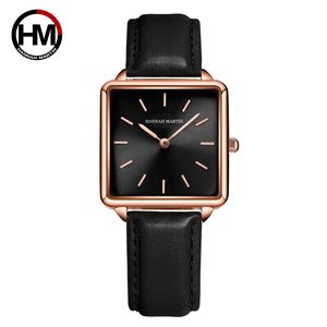 Montre analogique pour femmes en acier inoxydable étanche de la marque HANNAH MARTIN, avec logo personnalisé, élégante, bracelet en cuir véritable - Product Image 5