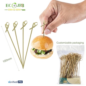 Piques à hamburger en bambou naturel, bâtonnets en bambou noués jetables, brochettes à cocktail pour apéritif, <span class=keywords><strong>olives</strong></span>, fournitures alimentaires pour fêtes - Product Image 1