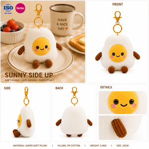 Llavero <span class=keywords><strong>de</strong></span> Peluche <span class=keywords><strong>de</strong></span> Huevo Frito Kawaii, Bonito Colgante <span class=keywords><strong>de</strong></span> Peluche Suave <span class=keywords><strong>de</strong></span> <span class=keywords><strong>la</strong></span> <span class=keywords><strong>Serie</strong></span> Panadería, Adorno para Bolsa, Juguete <span class=keywords><strong>de</strong></span> Regalo - Product Image 2
