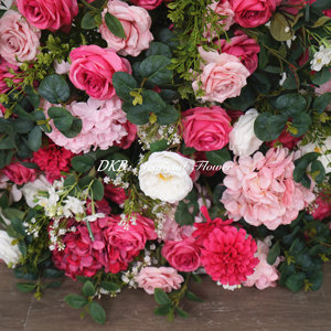 DKB ฉากหลังพื้นหลังสีชมพูและสีเขียวออกแบบของการตกแต่งดอกไม้ที่สดใสการตกแต่งเวทีงานแต่งงานฉากหลังดอกไม้งานหมั้น - Product Image 2