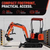 Promotion : Mini-excavatrice sur chenilles EL12 800 kg avec moteur Koop, godet de 0,03 m, pompe hydraulique et multiples accessoires pour une profondeur de fouille élevée