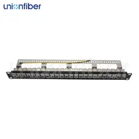 Panel Patch Jaringan 24 Port Cat7 ODF STP Terproteksi 19 Inch 1U Rak Mount 10G untuk Kabel Terintegrasi