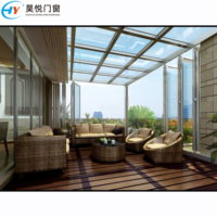 Véranda en verre avec structure en aluminium pour l'extérieur, maison d'été autonome pour jardin, maison en verre à haute isolation pour cour arrière ou villa