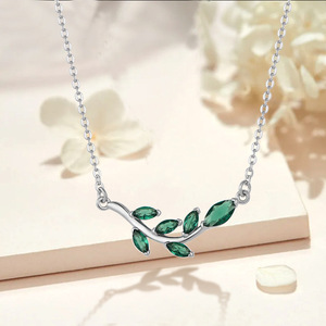 สร้อยคอกระดูกไหปลาร้าสาขามะกอกเงินสเตอร์ลิง925สำหรับผู้หญิงเครื่องประดับแบบเรียบง่ายทำจากช่างฝีมือไม่เหมือนใคร - Product Image 1