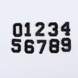 定制黑白数字贴片胶水背衬粘合字母贴片铁缝在包上服装配件雪尼尔贴片