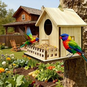 Nichoir transfrontalier à monter soi-même pour colibris, mangeoire à <span class=keywords><strong>oiseaux</strong></span> pour l'observation des <span class=keywords><strong>oiseaux</strong></span> dans le <span class=keywords><strong>jardin</strong></span>, couleur bois naturel - Product Image 6
