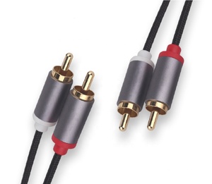 SAC1-<span class=keywords><strong>2</strong></span> kabel Audio Stereo <span class=keywords><strong>2</strong></span>-in-1, rangkaian kabel isolasi PVC berlapis emas pria RCA Male ke 3.5mm - Product Image 1