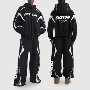 Setelan Olahraga Pria Model Baggy dengan Ritsleting, Bahan Nylon Bernapas, Warna Hitam Custom, Dilengkapi Strip Reflektif, Cocok untuk Jogging - Product Image 1