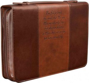 Échantillon gratuit : Housse de Bible en polyester imitation cuir marron, fermeture éclair résistante, sac à Bible - Product Image 3