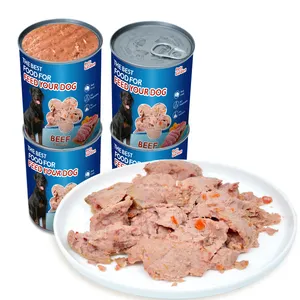 Sabor De Carne Orgânico Cão Enlatado OEM Pet Alimentos Molhados Distribuidores 200g 375g 400g Pet Storage Bin para Cães Pequenos Gatos Alimento Seco Fresco