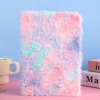 Carnet de notes en fourrure de lapin, créatif et exquis, en peluche douce, avec couleurs dégradées, pour la Saint-Valentin