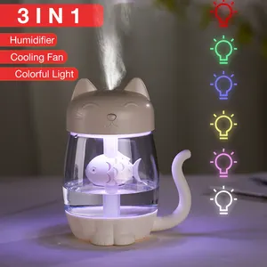 Humidificateur électrique ultrasonique, Portable, 350ml, à poser sur le sol, humidificateur électrique 2021, pour chat mignon