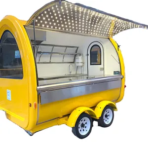 Chinese suppliers sell orange biaxial mobile dessert pastry kiosk food truck and trailer