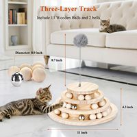 Jouet pour chat en bambou, classique et moderne, plateau tournant, écologique, puzzle, 3 niveaux, circuit de balles, exercice pour chatons d'intérieur