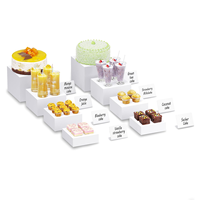 3pcs Buffet Table Food Display Stands Nesting Dessert Risers Cube Lucite Display Box for Wedding Party White Acrylic Riser Stand