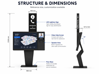 Kiosque interactif de signalisation numérique sur pied de 65 pouces avec écran tactile, terminal de recherche d'informations, écran d'aide vidéo et boîte à lumière LED